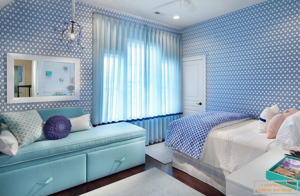 Sfondi blu in camera da letto