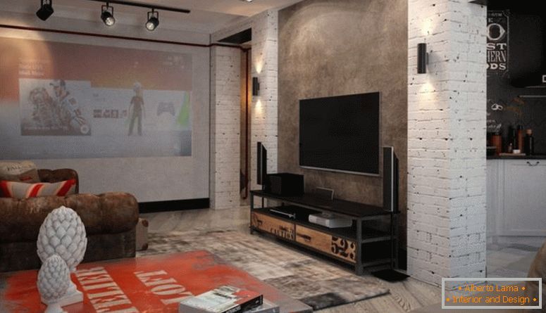 living-in-stile loft-with-TV a grande schermo