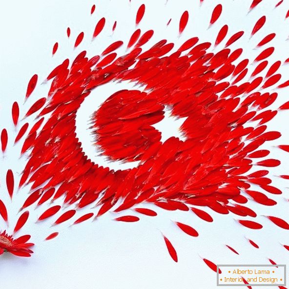 Bandiera della Turchia da petali di fiori