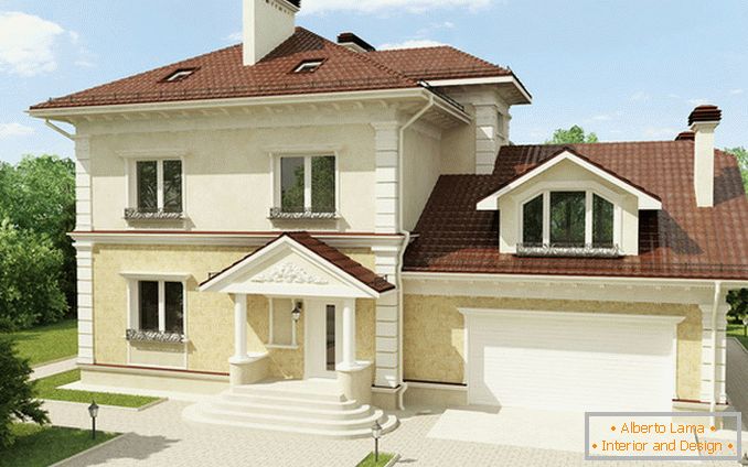 Progetti di case con un garage sotto lo stesso tetto (наземный боковой) фото