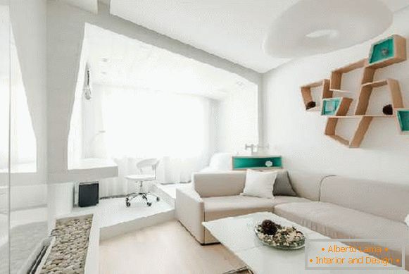 , il design del soggiorno con una foto dell'area di lavoro 77