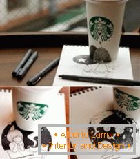 Illustrazioni di Tomoko Sintani sugli occhiali Starbucks