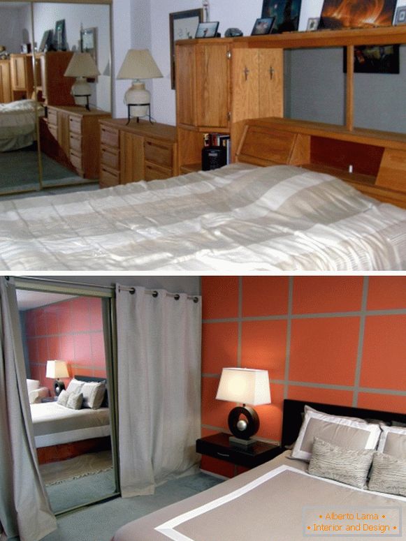 Foto della camera da letto prima e dopo