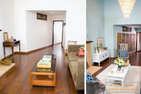 Interior design di una foto di casa privata prima e dopo