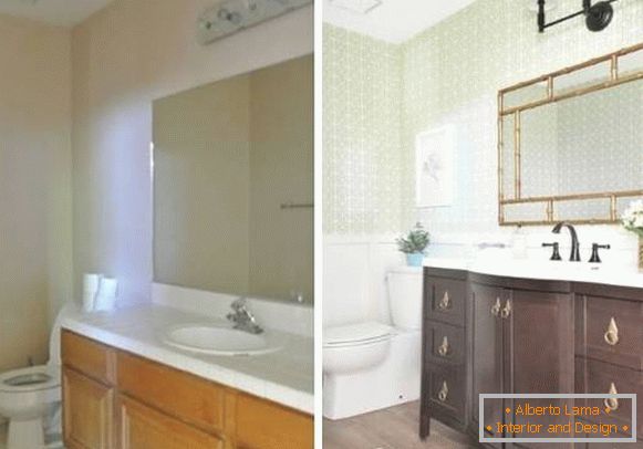 Nuovo design di un bagno in una casa privata, prima e dopo