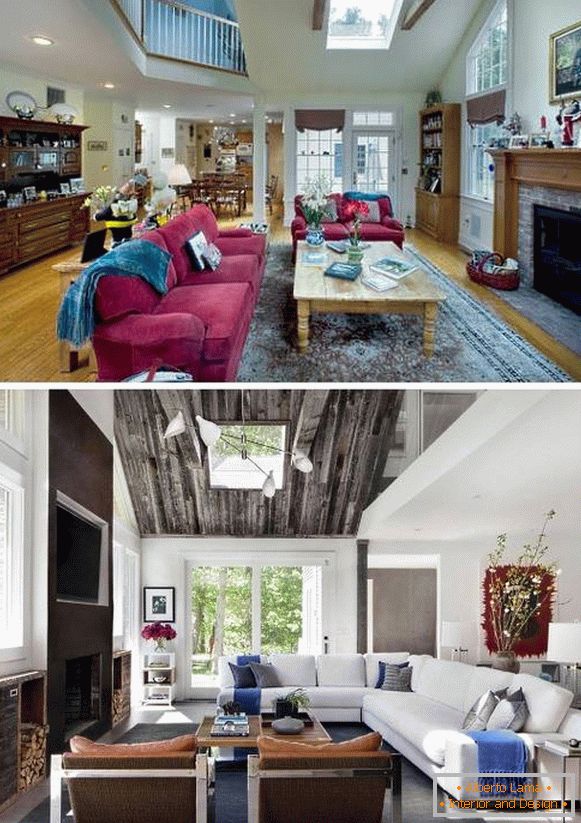 Foto di interni di una casa privata prima e dopo