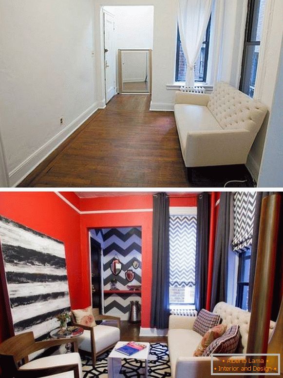 Foto di interni prima e dopo in una casa privata