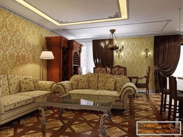 Interior design del soggiorno in una casa privata in stile classico - selezione di foto