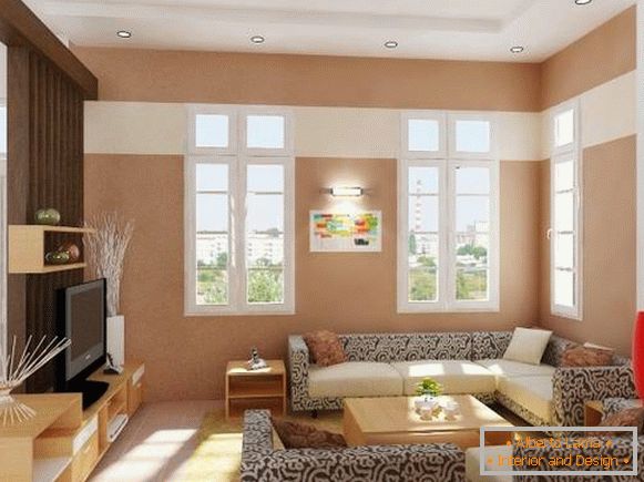 Interni moderni del soggiorno con un divano ad angolo