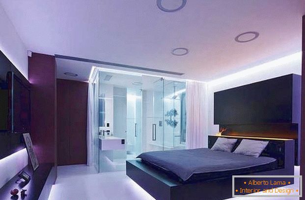 interni della camera da letto in stile high-tech