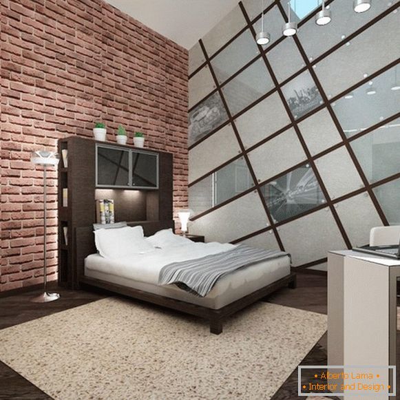 stile loft in camera da letto