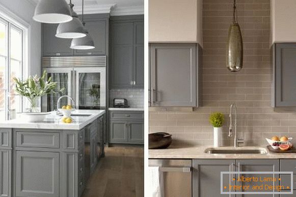 Cucine di colore grigio - foto nell'interno in combinazione con il beige
