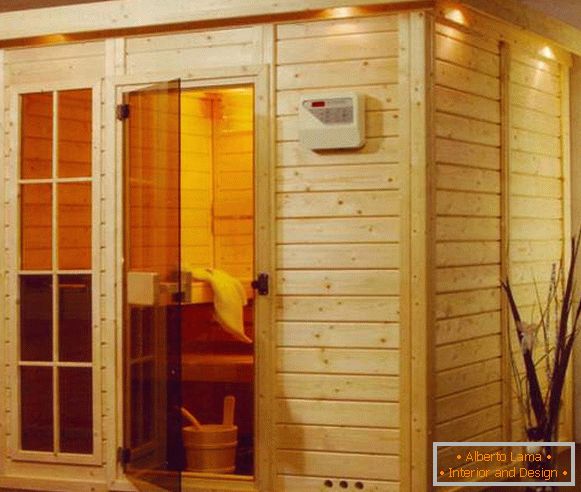 Sauna all'interno di una casa privata - scegli le porte di vetro