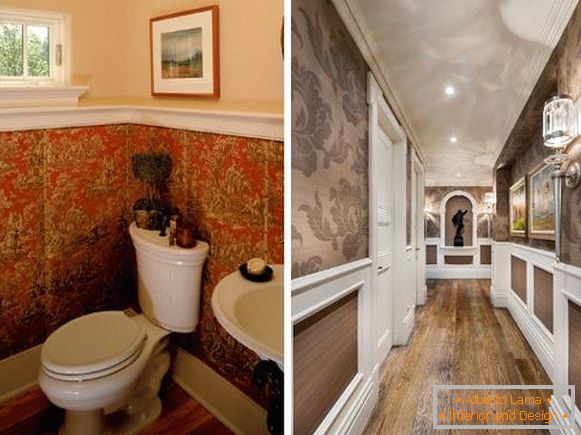Come combinare wallpaper tra loro - una foto di un bagno e un corridoio