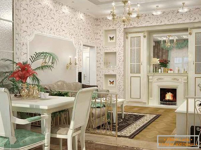 Design cucina classica del soggiorno in una casa privata