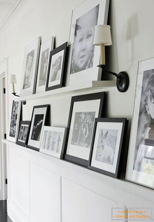 Foto in bianco e nero nel design del corridoio