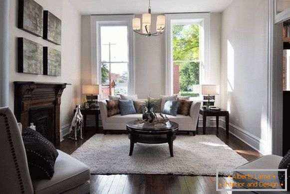 Come sistemare i mobili nel soggiorno - l'interno fotografico di una casa privata