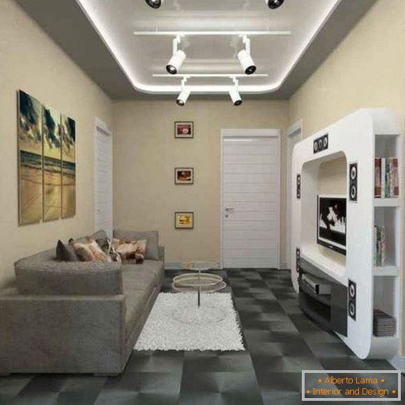 Design moderno di un appartamento di due stanze in stile high-tech
