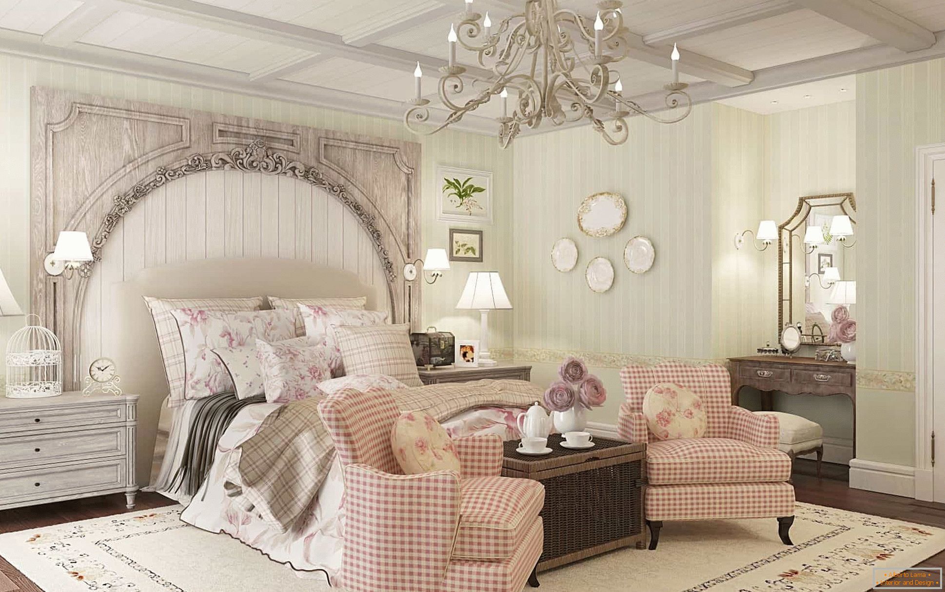 Camera da letto romantica in stile provenzale