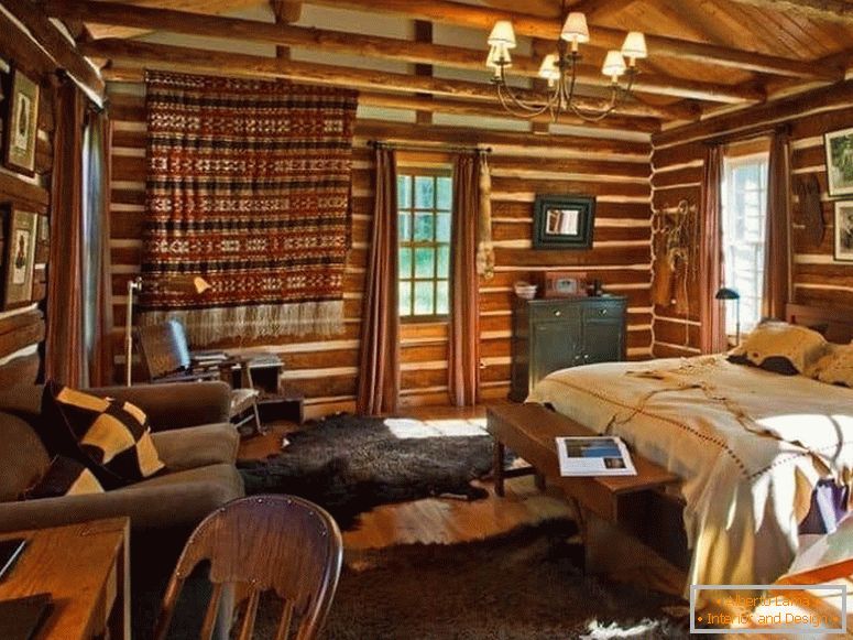 Camera da letto in una casa di campagna nello stile di un paese