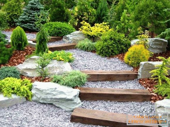 Sentieri di pietra nel giardino nello stile dello Zen