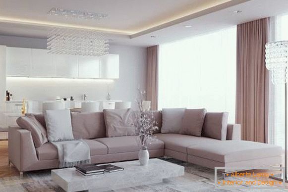 Bel design del soffitto nel soggiorno - foto 2016 idee moderne