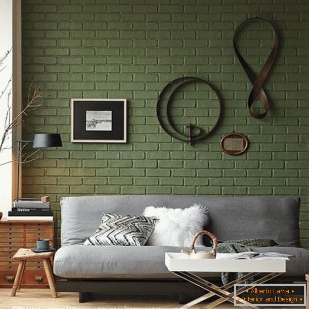 Muro di mattoni verdi