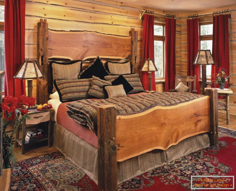 superba-table-lampade-e-fantastico-bed-in-rustico-camera da letto-idee-con-tradizionale-red-carpet