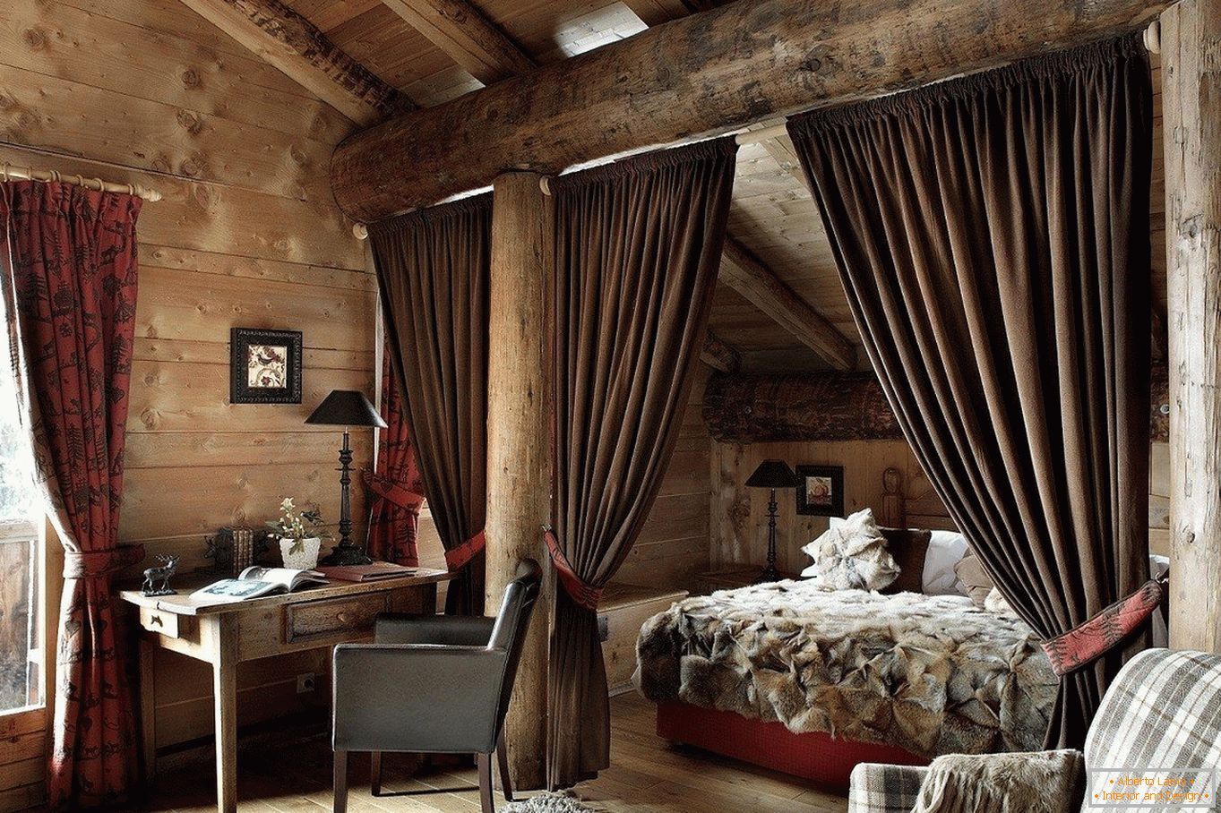 Camera da letto in stile rustico