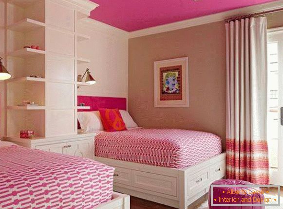 Design da camera rosa per due ragazze