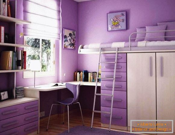 Progettazione di una stanza per bambini in viola