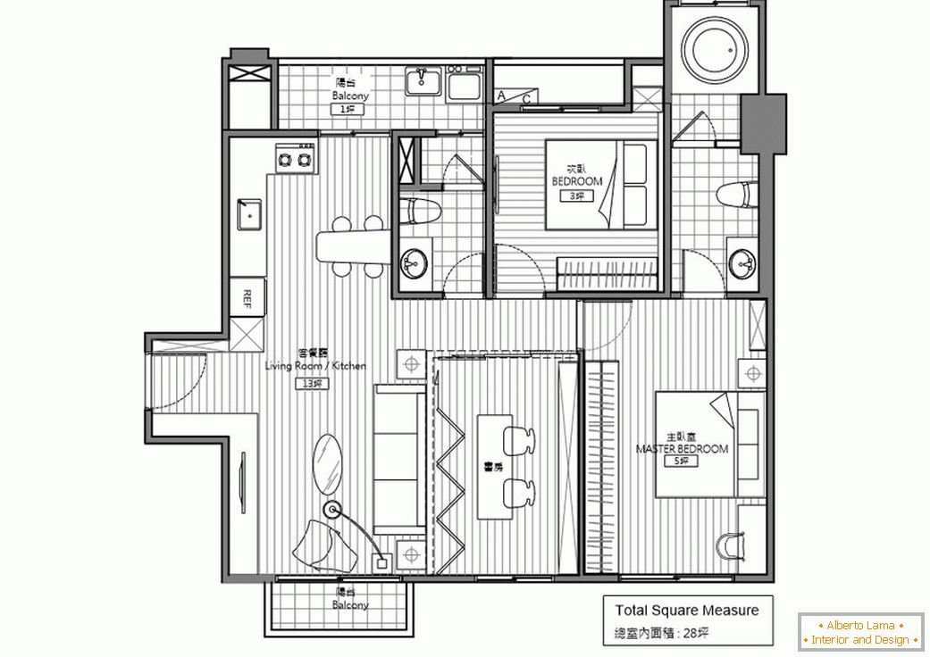 La disposizione del complesso residenziale Appartamento del bachelor