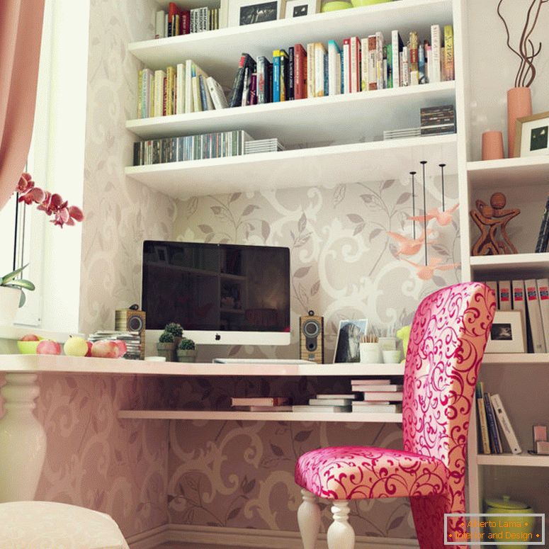1b-femminile-camera da letto-schema-rosa e grigio-decor
