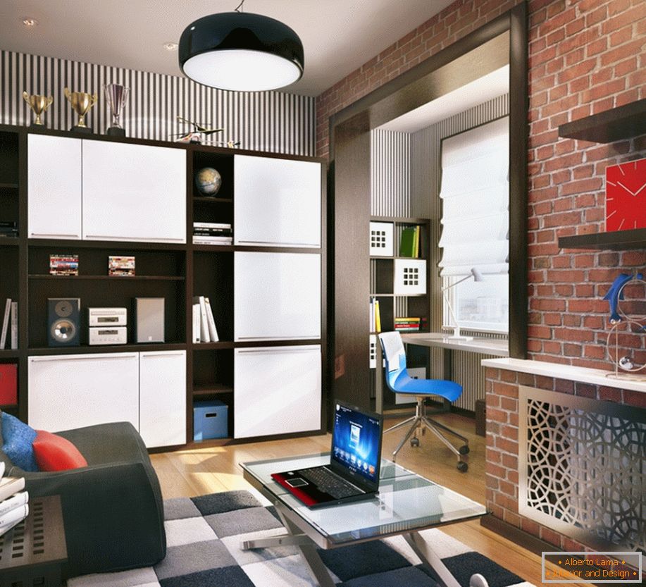 Esempio di interior design di un piccolo soggiorno nella foto