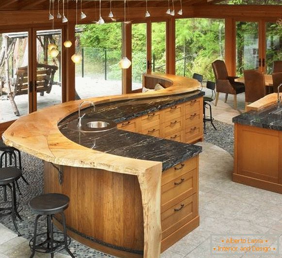 Legno e marmo non verniciato - design della cucina 2015