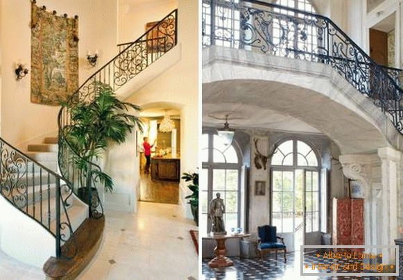 Ringhiere in ferro battuto per le scale in una casa privata nel design del corridoio
