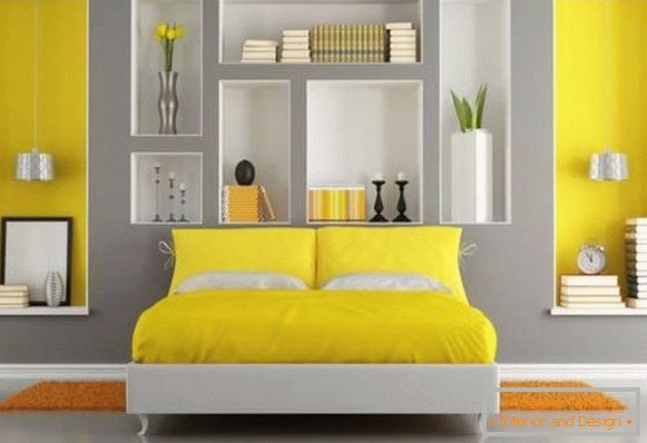 Design della camera da letto con nicchie