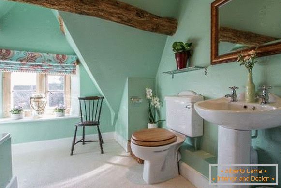 Splendidi interni di bagni - una foto di un bagno in colore verde menta