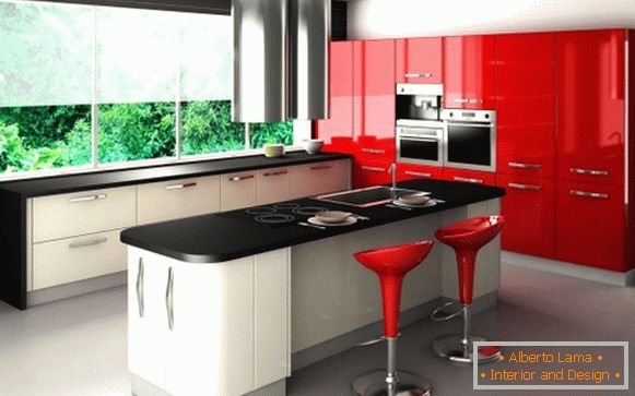 Foto di design cucina nero rosso 31