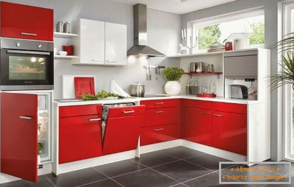 Foto di cucina grigio-rosso 37