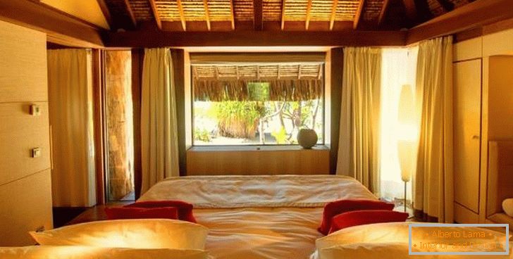 Design della camera da letto nell'hotel The Brando