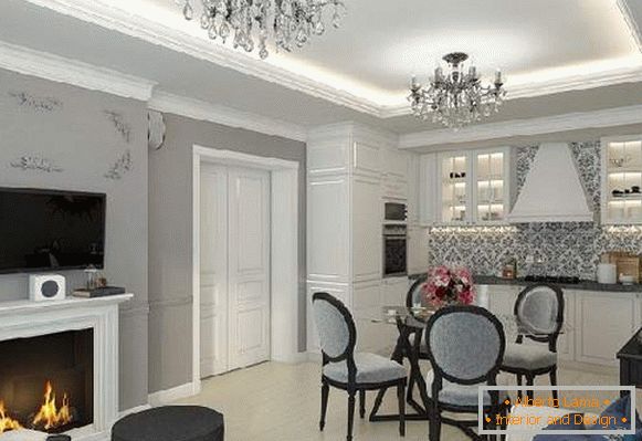 Il design degli interni della cucina del soggiorno è di 20 mq, foto 31