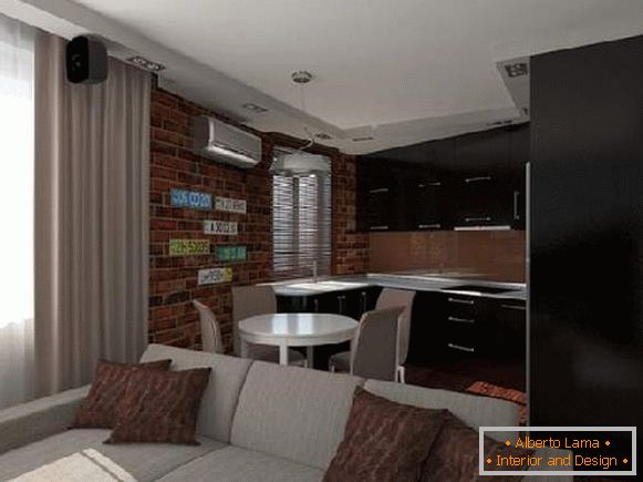 Il design degli interni della cucina del soggiorno è di 20 mq, foto 36