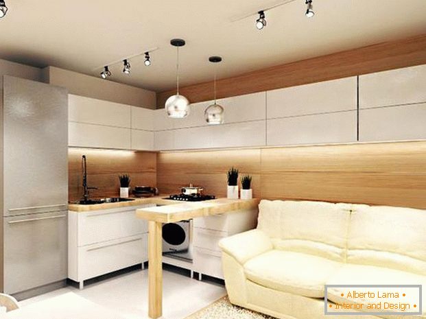 design moderno della cucina combinato con il soggiorno 