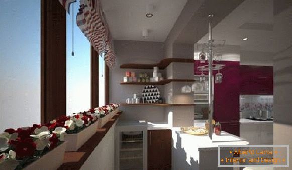 design della cucina con balcone, foto 3