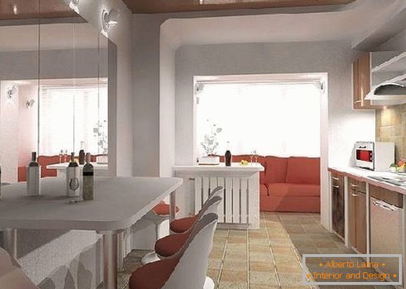 design della cucina con un balcone di 12 mq, foto 21