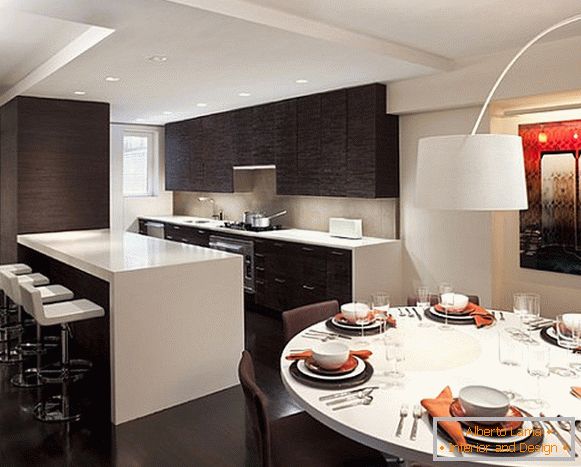 Stile ultra-moderno небольшого кухонного пространства