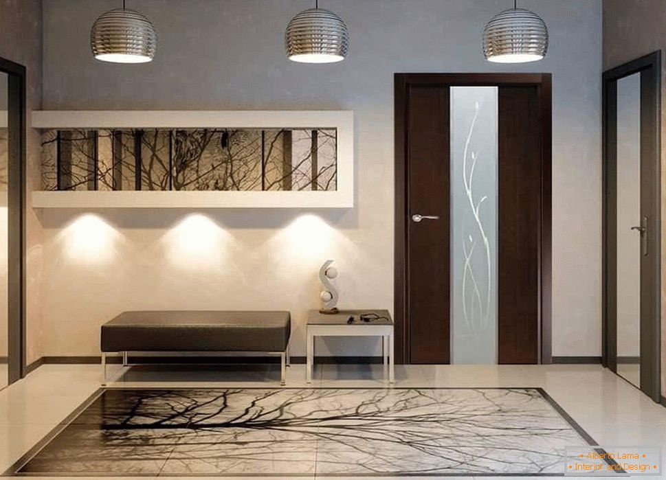 Una stanza nello stile del minimalismo con una porta buia