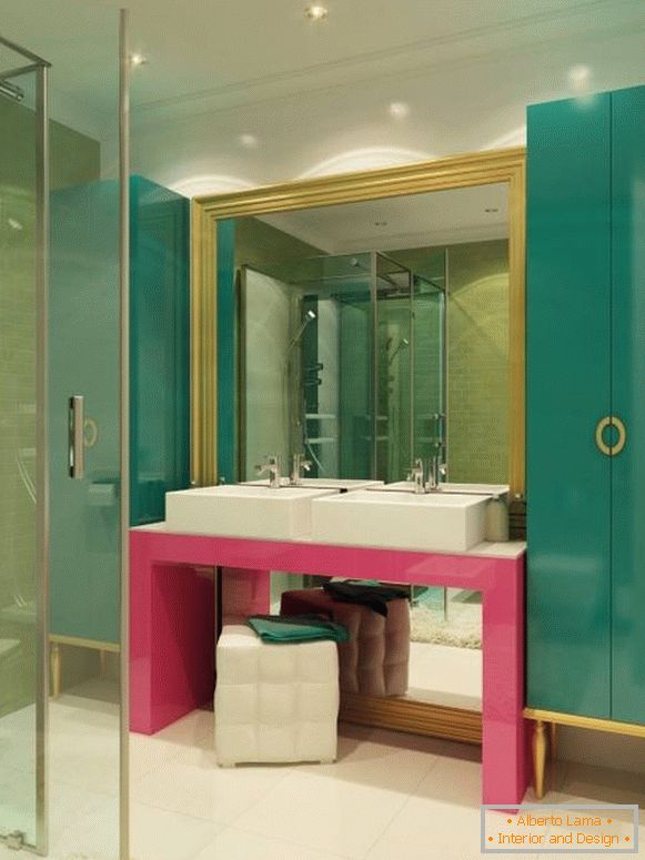 Combinazione di colori insolita in bagno 2015