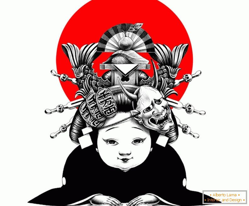 Geisha, disegnata dalla penna a sfera Shohei Otomo